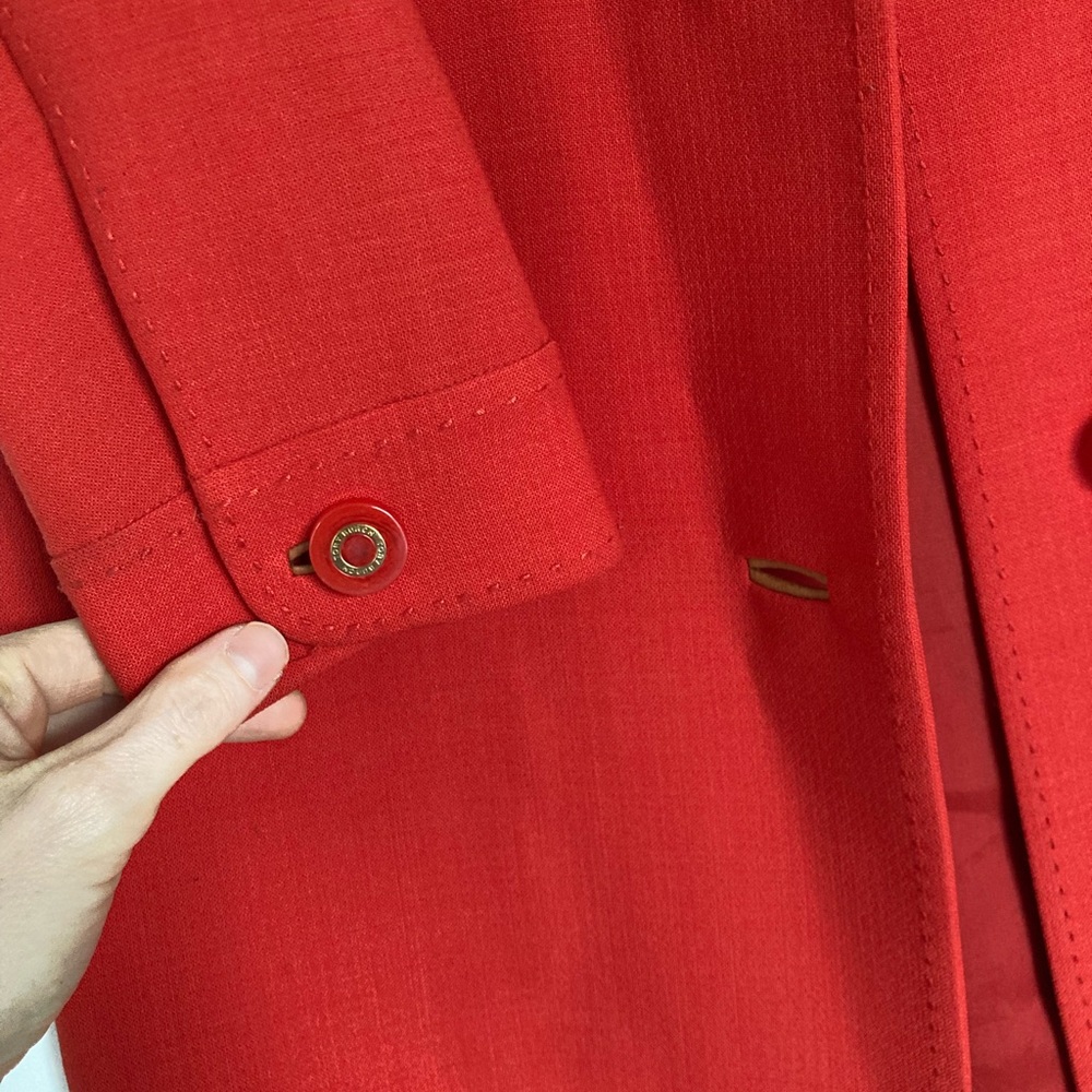 Tory Burch vintage Vibrant chic timeless bold Red Trench Coat - Picture 6 of 12
